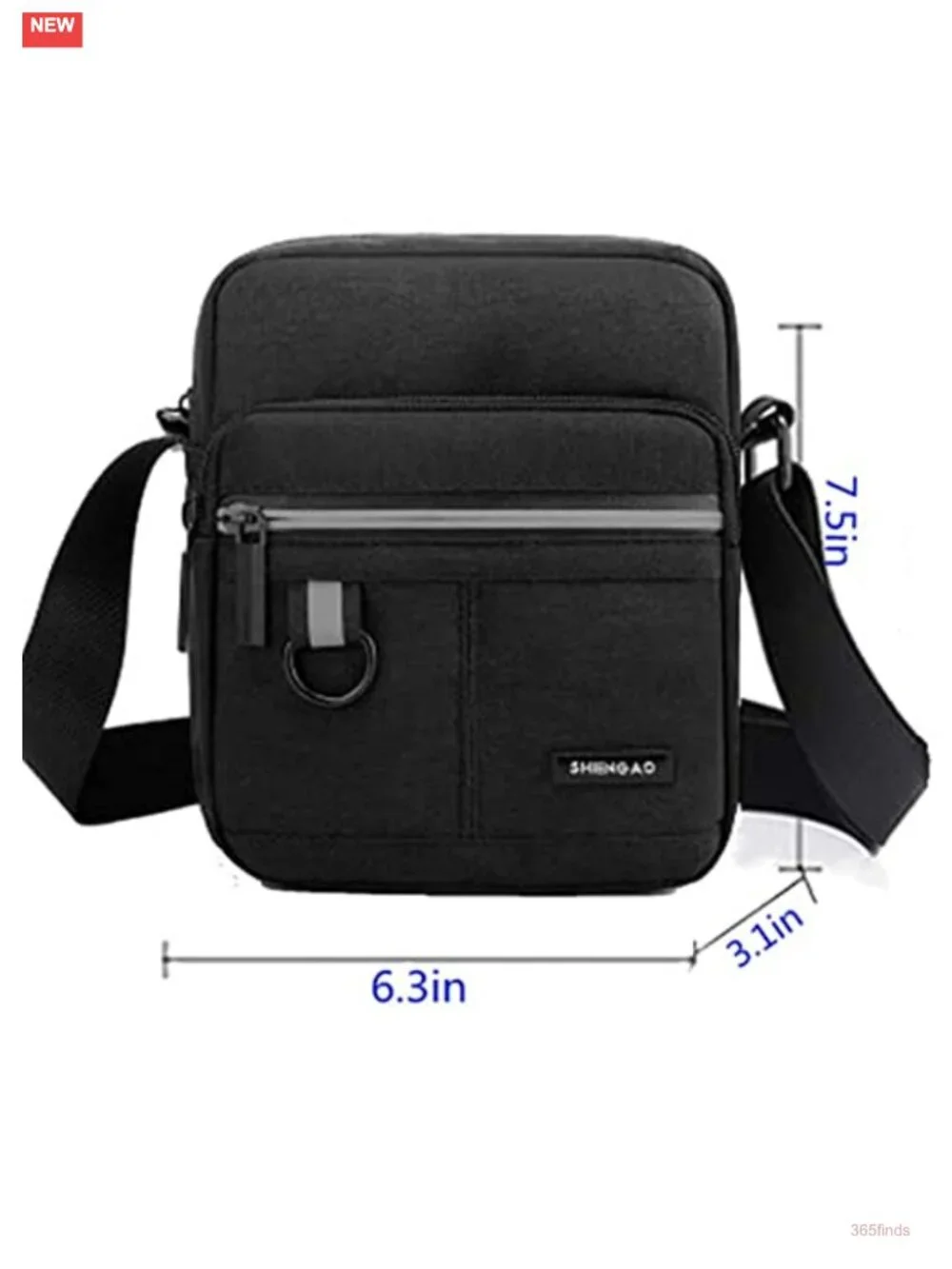 Canvas Crossbody Sling Bag - Adjustable Strap, 4 Compartments, Unisex